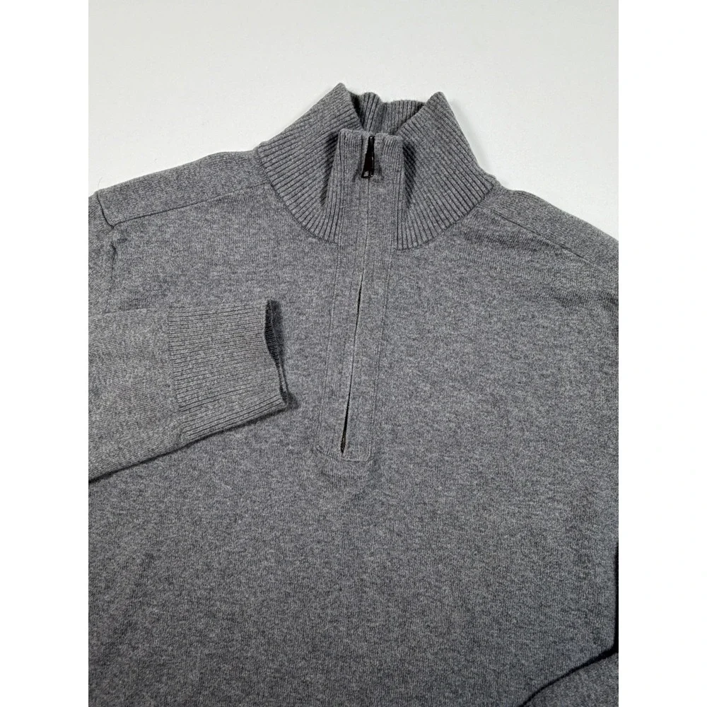 Banana Republic Cotton Cashmere 1/4 Zip Sweater Gray Mens Large Pullover